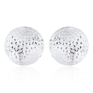 A pair of hammered round disc silver stud earrings