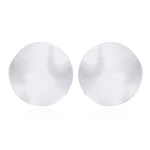 A pair of luster plain round surface silver stud earrings