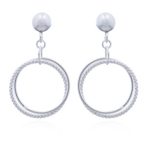 A pair of dancing twined circles silver stud earrings