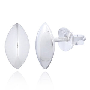 A pair of high polished marquise silver stud earrings