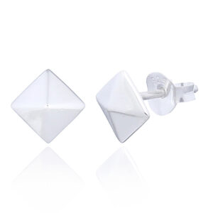 A pair of sterling silver pyramid square stud earrings