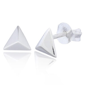 A pair of sterling silver triangle stud earrings