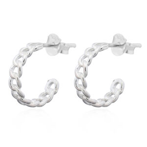 A pair of twined link curve silver stud earrings