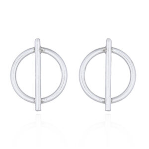 A pair of minus circle plain silver stud earrings