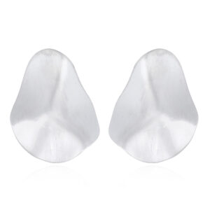 A pair of glossy surfaced pear silver pain stud earrings