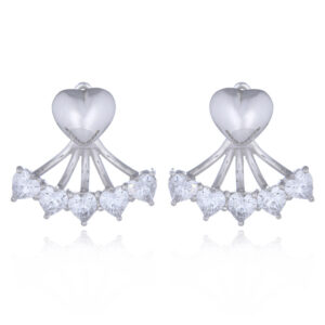 A pair of heart cubic zirconia double sided earrings
