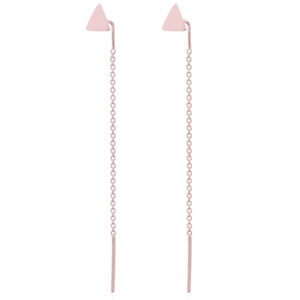 A pair of little triangle rose gold chain threader earrings in 925 silver