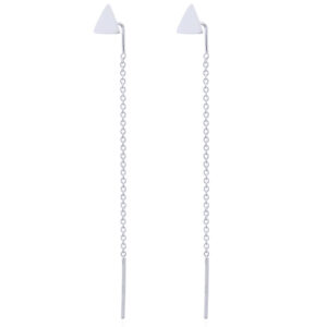 A pair of little triangle rhodium chain threader earrings in 925 silver