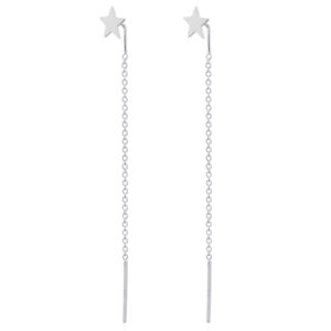 A pair of twinkling star chain threader earrings in sterling silver