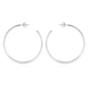 A pair of flat curved sterling silver circle stud earrings