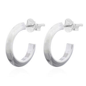 A pair of triangular circle curve sterling silver stud earrings