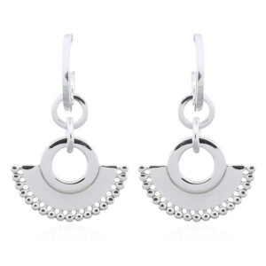 Mellow Fan Hanged Sterling Silver Hook Stud Earrings