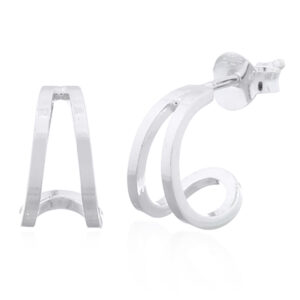 A pair of square wire lines curve 925 silver stud earrings