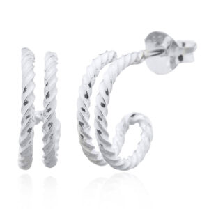 A pair of double twisted hoop stud earrings 925 silver
