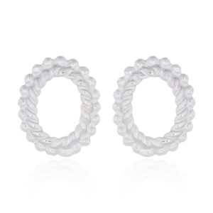 A pair of oval wire twisted 925 silver stud earrings