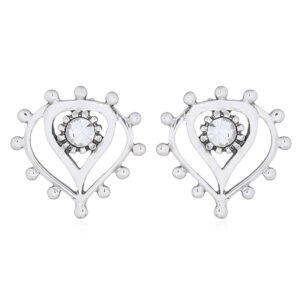 A pair of teardrop upside down silver earrings with zirconia white