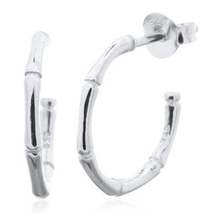 A pair of bamboo hoop stud earrings sterling silver