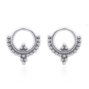 A pair of bohemian dotted circle cup 925 silver stud earrings
