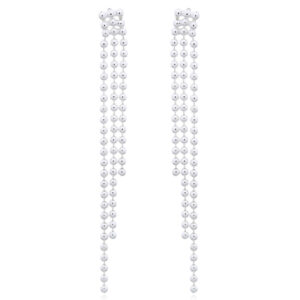 A pair of three layers of sphere chains 925 silver stud earrings