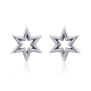 A pair of 925 silver open star stud earrings
