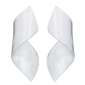 A pair of curly cylinder wave plain silver stud earrings