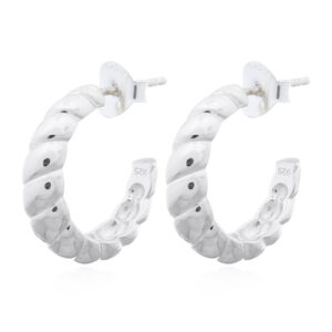 A pair of croissant 925 silver hollow curve stud earrings