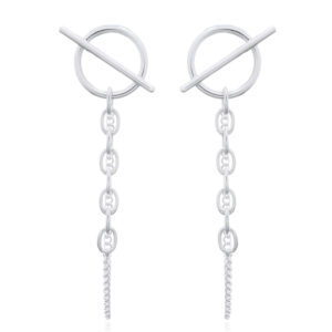 A pair of minus circle threading chain 925 silver stud earrings