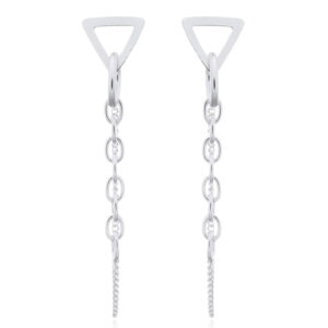 A pair of triangle threading chain 925 silver stud earrings