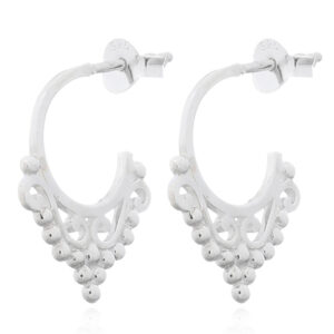 A pair of down pointed bohemian crown silver stud earrings