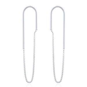 A pair of u shaped wire threaded box chains 925 silver stud earrings