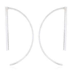 A pair of wire stand curve silver drop earrings