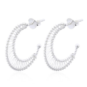 A pair of moon silver wire wrapped 925 silver stud earrings