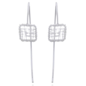 A pair of wire wrapped 925 silver square drop earrings
