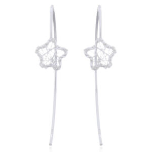 A pair of 925 silver wire closed up star drop earrings
