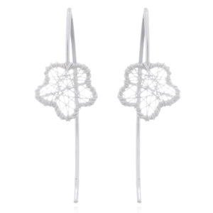 A pair of 925 silver wire closed up flower drop earrings