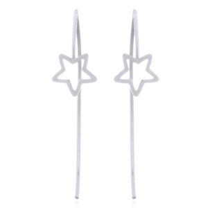 A pair of stamped silver star 925 silver drop earrings