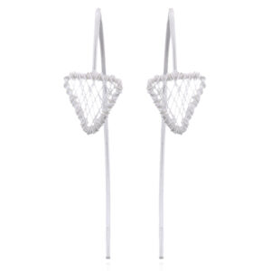 A pair of wire closed up triangle sterling silver drop earrings