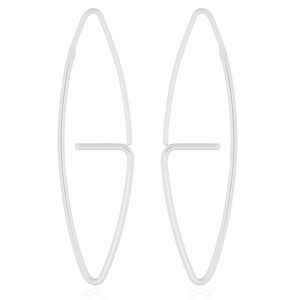 A pair of marquise silver pin long drop earrings