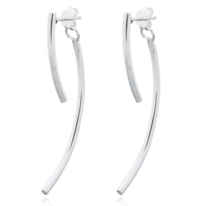 A pair of sterling silver stud earrings shiny stylized round curved