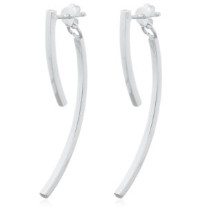 A pair of sterling silver stud earrings shiny stylized square curved