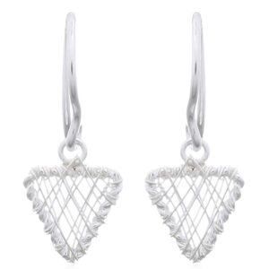 A pair of wire wrapped triangle 925 silver dangle earrings
