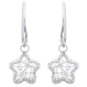 A pair of wire wrapped star 925 silver dangle earrings