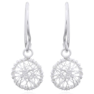 A pair of wire wrapped circle 925 silver dangle earrings