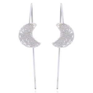 A pair of wire stamped moon sterling silver drop earrings
