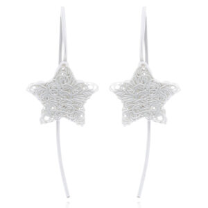 A pair of wire stamped star sterling silver drop earrings