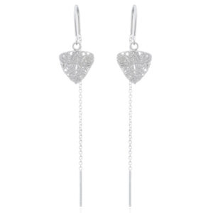 A pair of stamped wire triangle 925 silver threader earrings