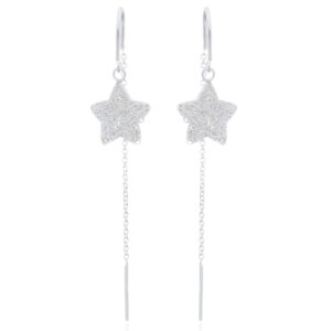A pair of stamped wire star 925 silver threader earrings