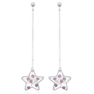 A pair of tourmaline on star silver chain stud earrings