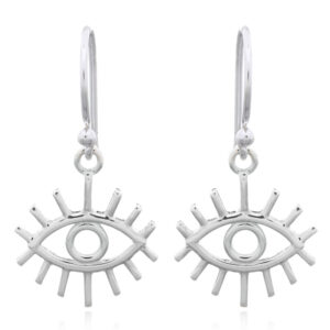 A pair of sterling silver stylish evil eye with lashes dangle earrings