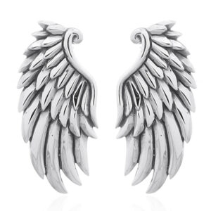 A pair of wings of venus in sterling silver stud earrings